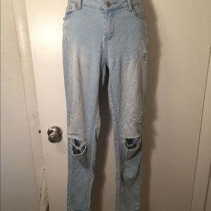 light blue ripped skinny jeans | rainbow | wax